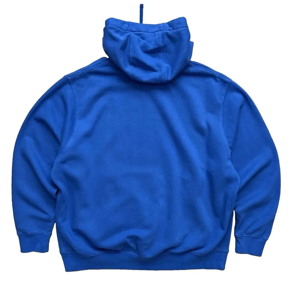 Nike Blue Fleece Pullover Hoodie Men's XXL Logo Drawstring Hooded Pockets